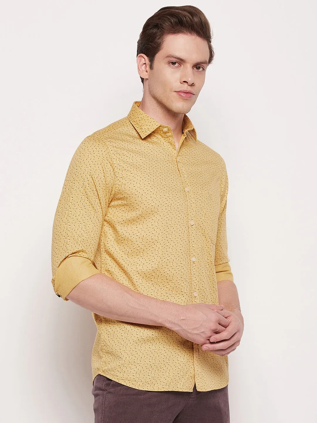 Men's Lemon Casual Ditsy Print Full Sleeve Shirt