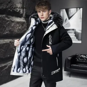 Men's Long Thermal Fur Collar Padded Parkas Jacket