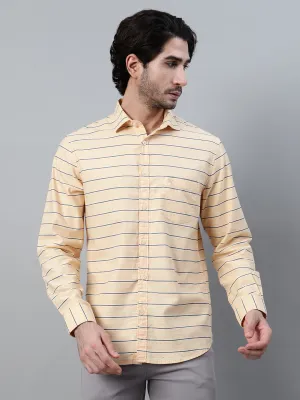 Men's Yellow Striped Full Sleeve Casual Shirt