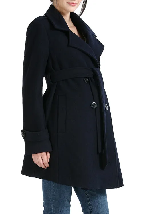 Momo Maternity "Isabella" Wool Blend Belted Trench Coat