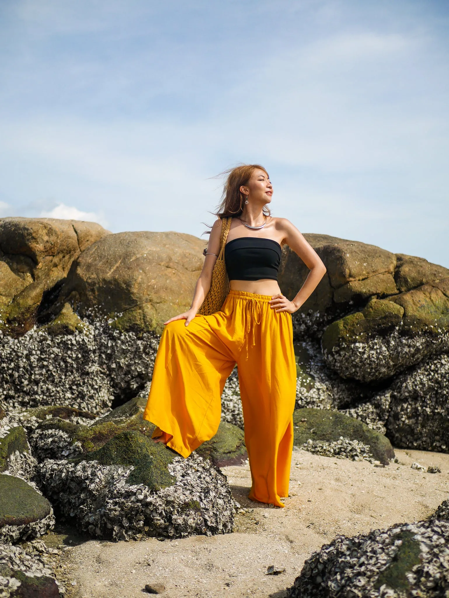 Mustard Yellow Wide Leg Palazzo Pants