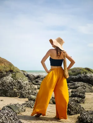 Mustard Yellow Wide Leg Palazzo Pants