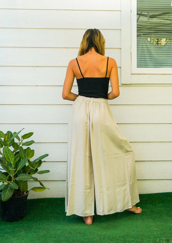 Natural Wide Leg Palazzo Pants