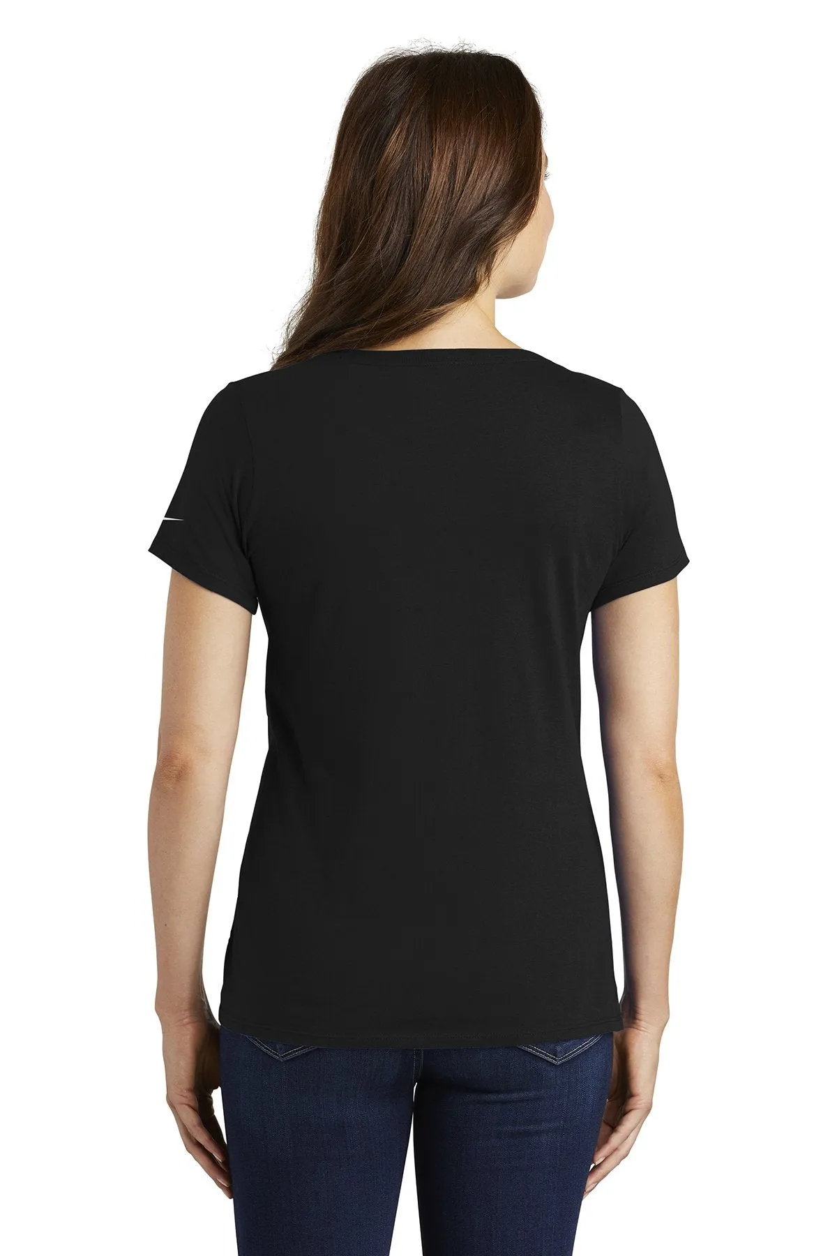 Nike Ladies Core Cotton Scoop Neck Customized Tees, Black