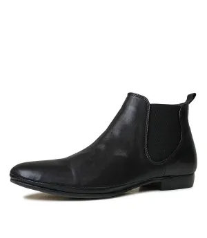 Nila Black Leather Ankle Boots