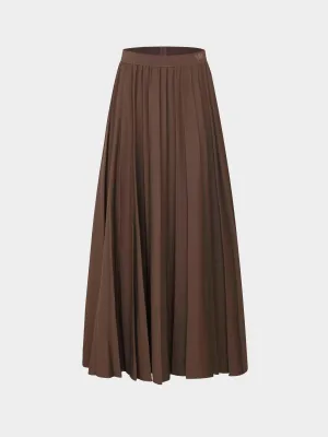 Pleated Skirt 35"-Brown