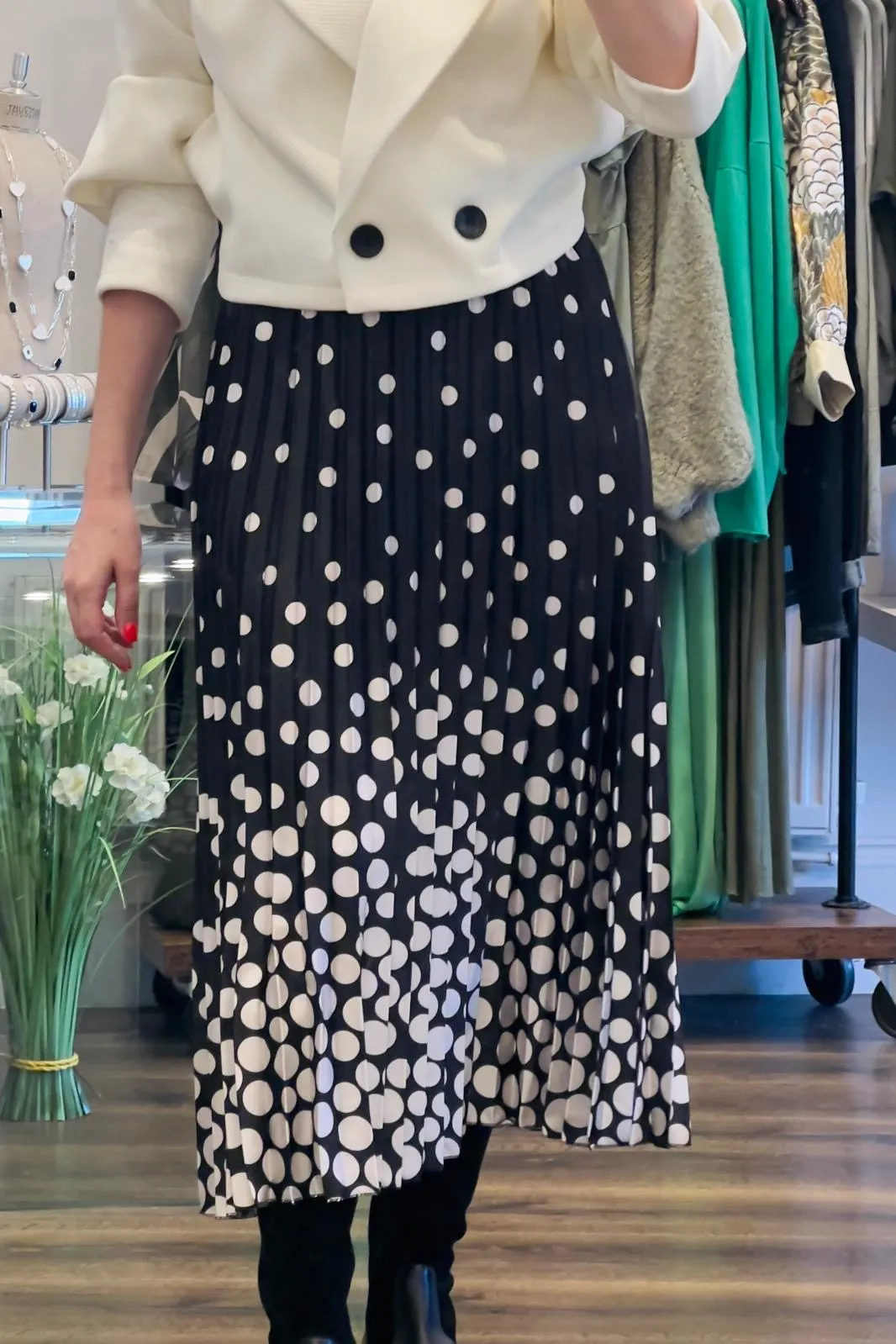 Polka Dot Satin Skirt