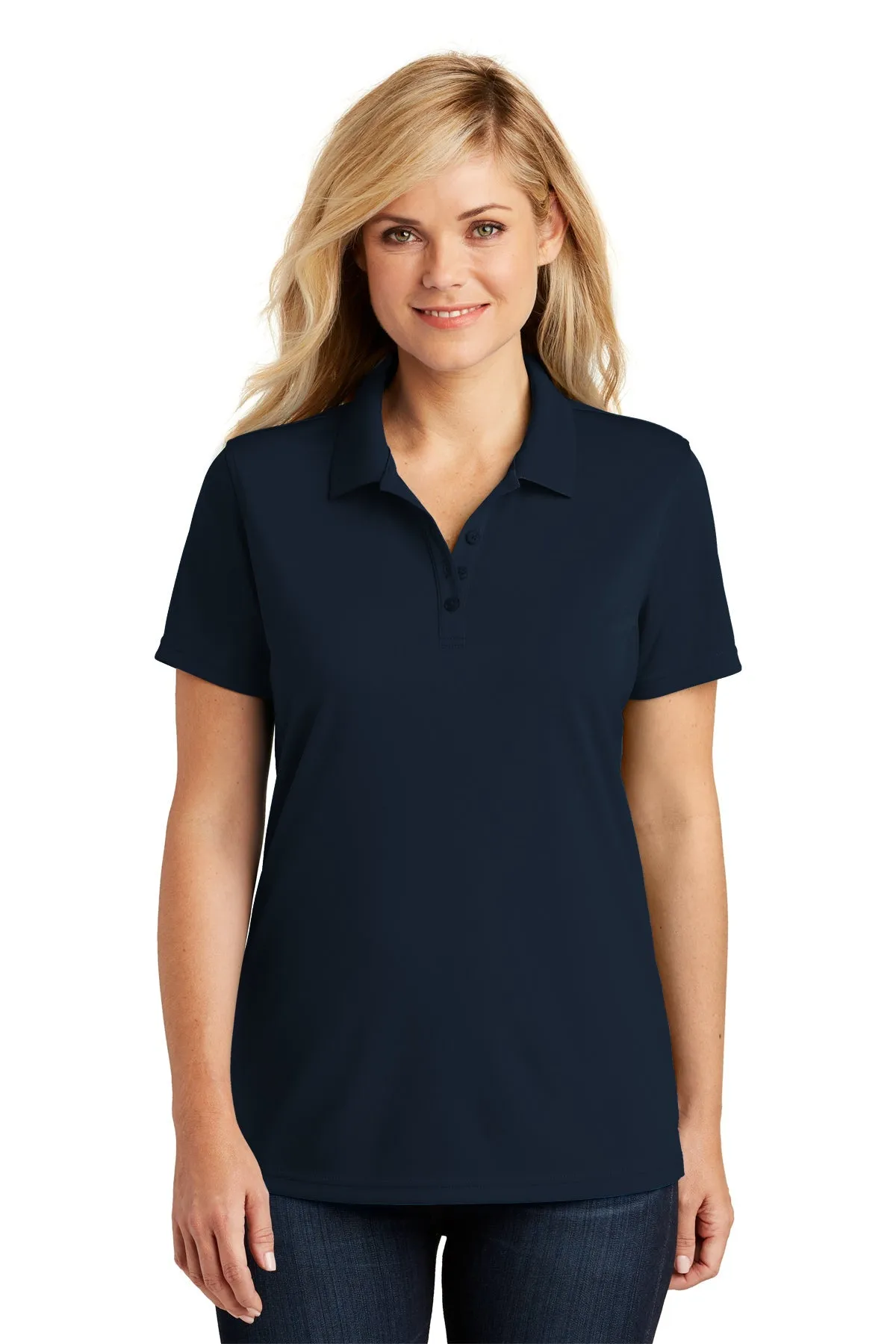 Port Authority Womens Dry Zone UV Micro-Mesh Custom Polos, River Blue Navy