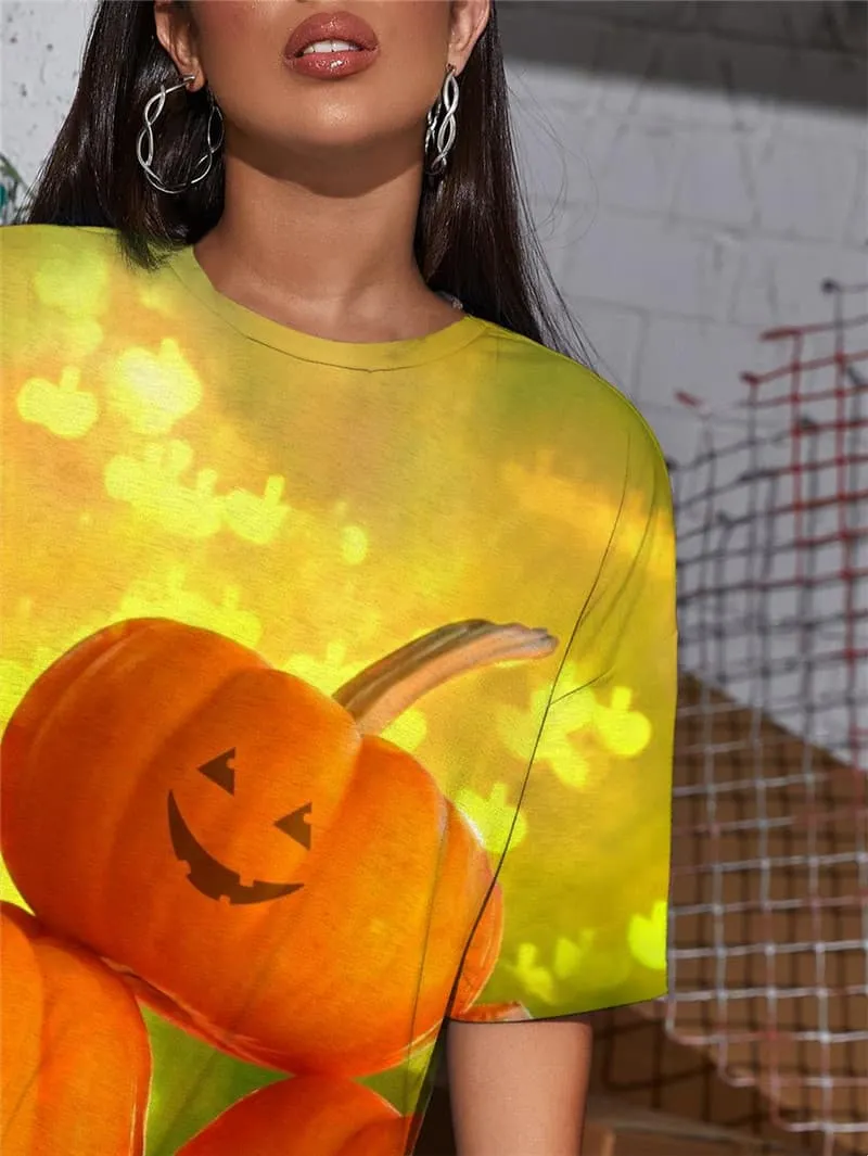 Pumpkin T Shirt Women Halloween T-shirts 3d Funny Funny T shirts Harajuku Tshirt Printed