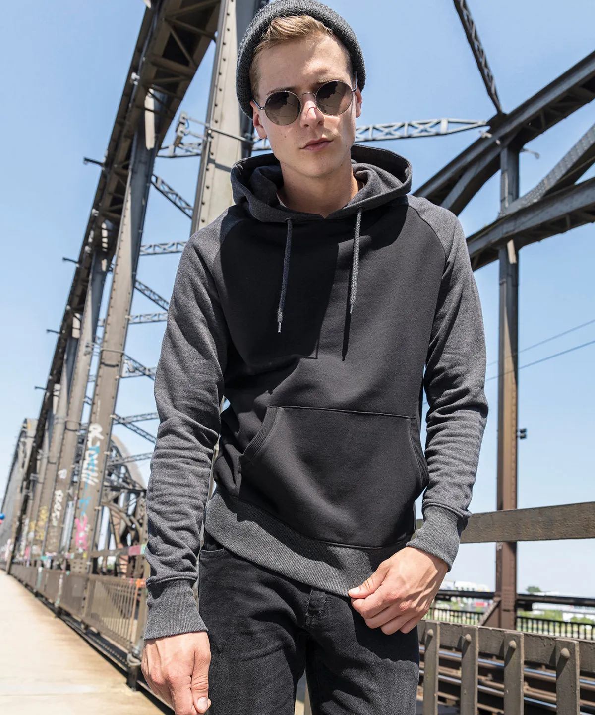 Raglan hoodie | Grey/Black