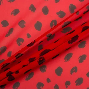 Ruby Red/Black Printed Silk Georgette