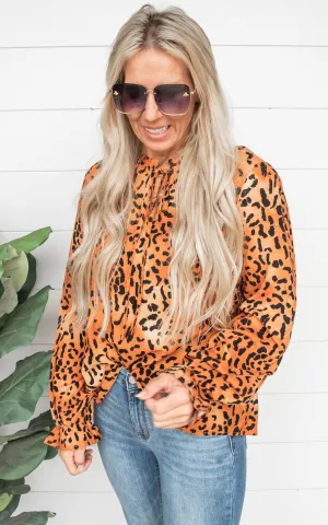 Rust Leopard Long Sleeve Top - Final Sale