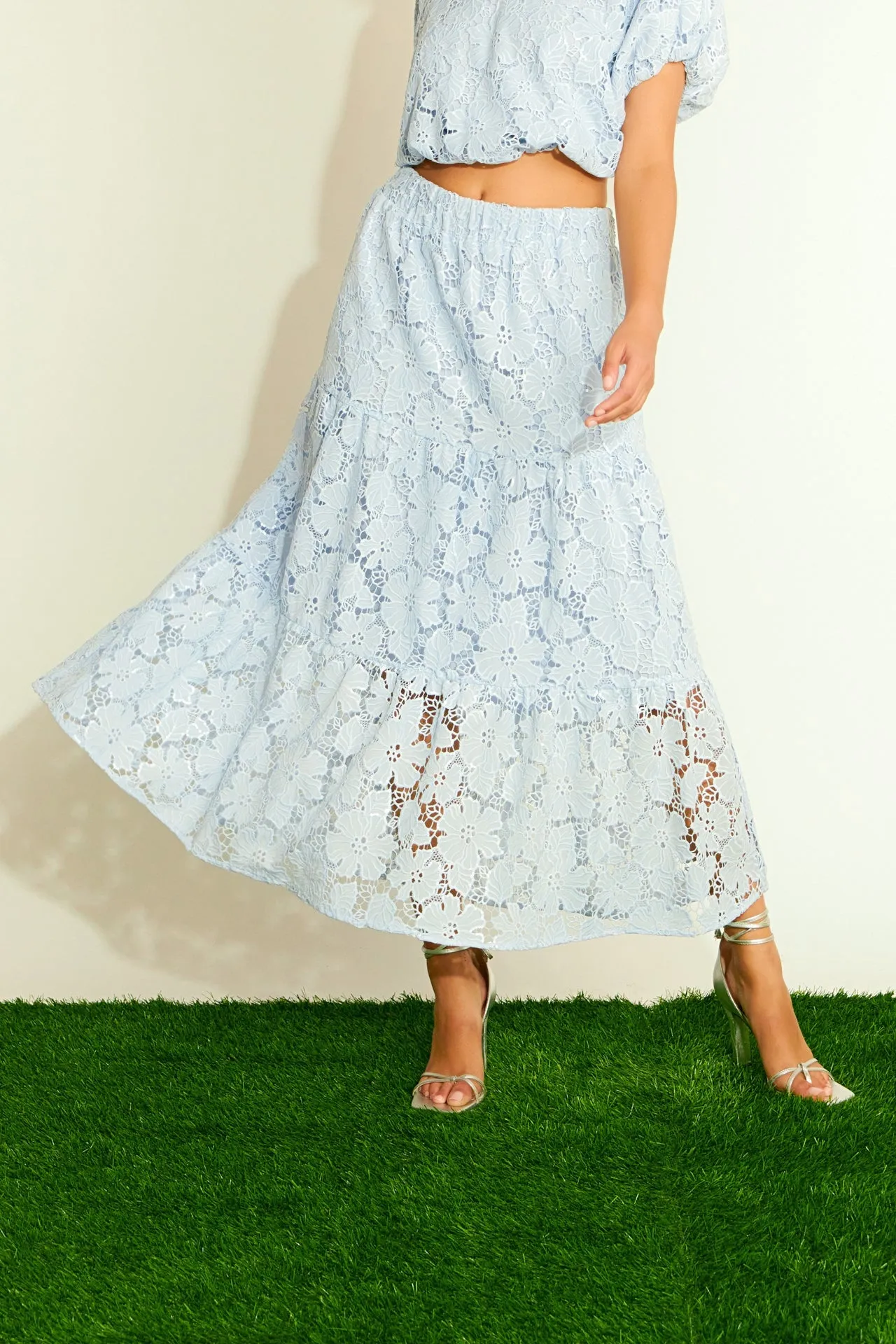 Sequins Lace Maxi Skirt