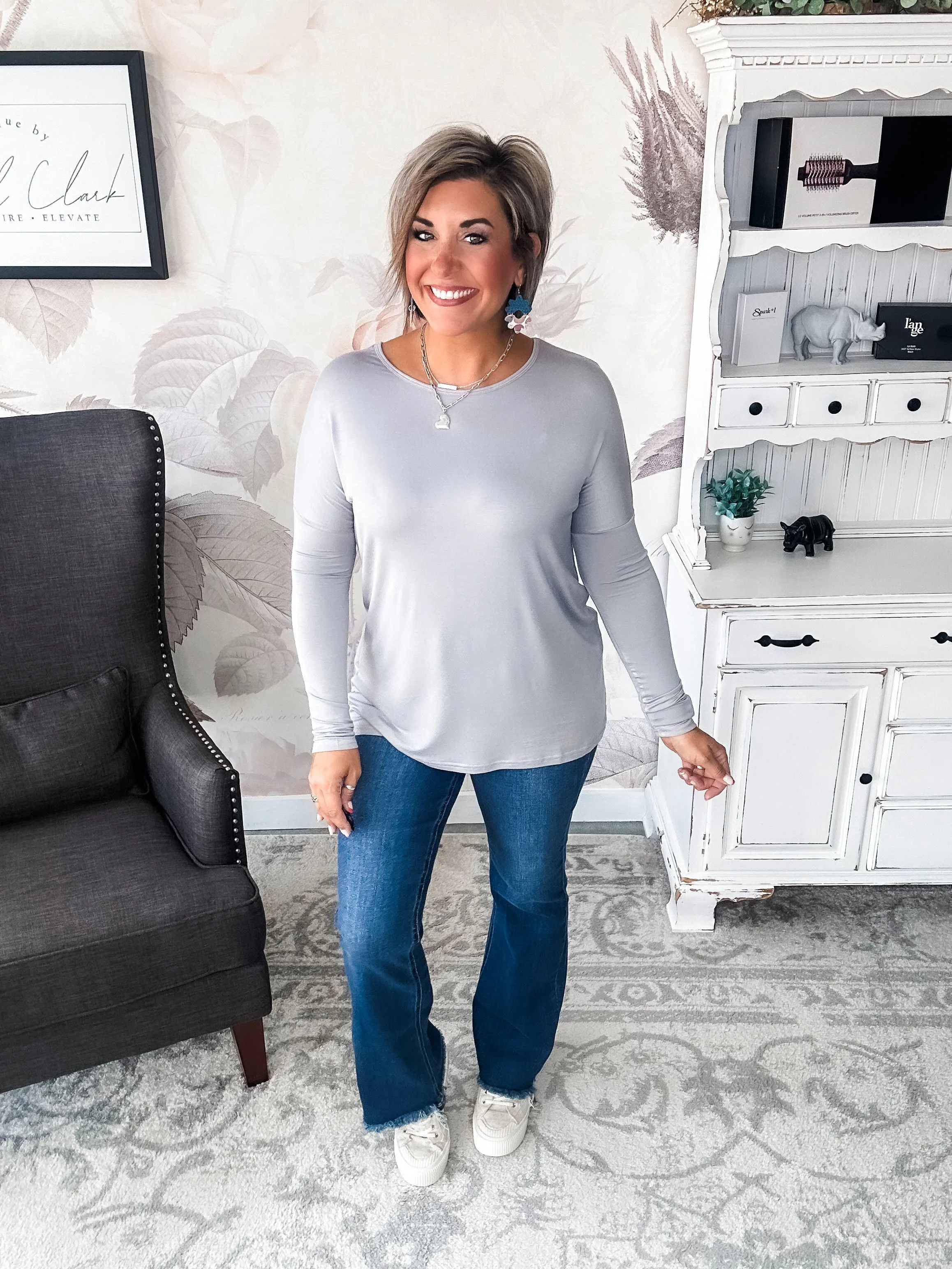 She's Fabulous Long Sleeve Tee - Grey