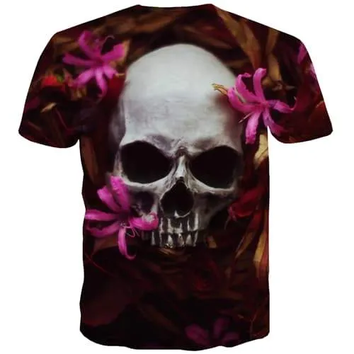 Skull T shirts Men Flower Tshirts Cool Funny T shirts Funny Rock Tshirt Printed Street T-shirts Graphic Short Sleeve Hip hop