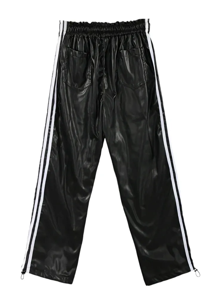 Soft Leather Striped Pants