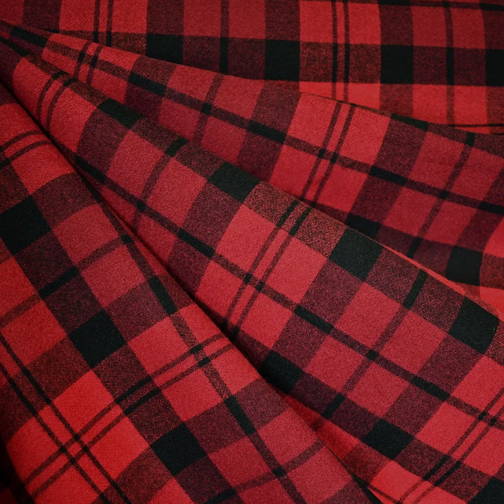 Soft Plush Reversible Plaid Coating Red/Black