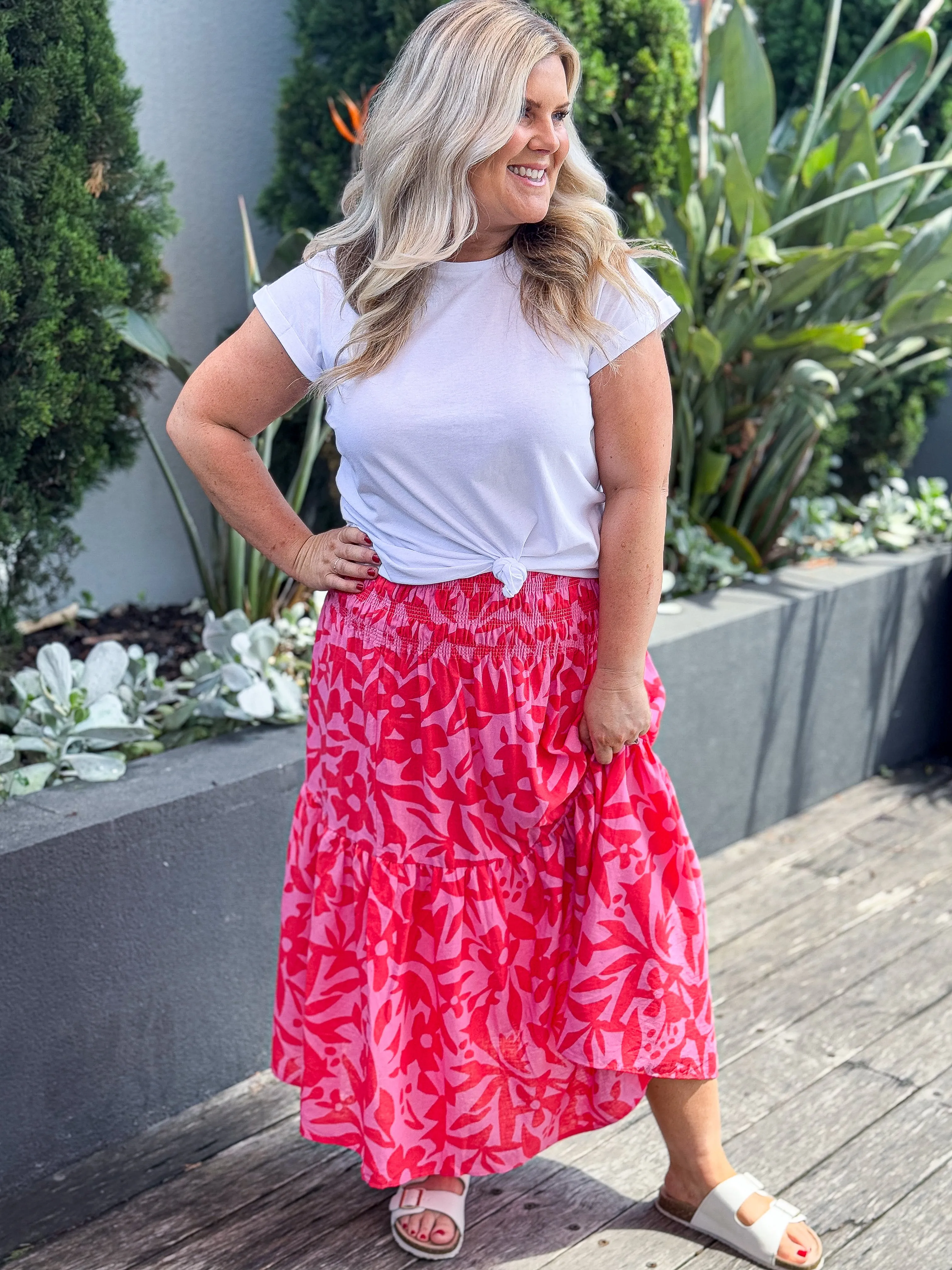 Sunset Hour Skirt - Strawberry