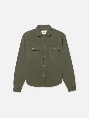 Textured Terry Overshirt -- Smokey Olive