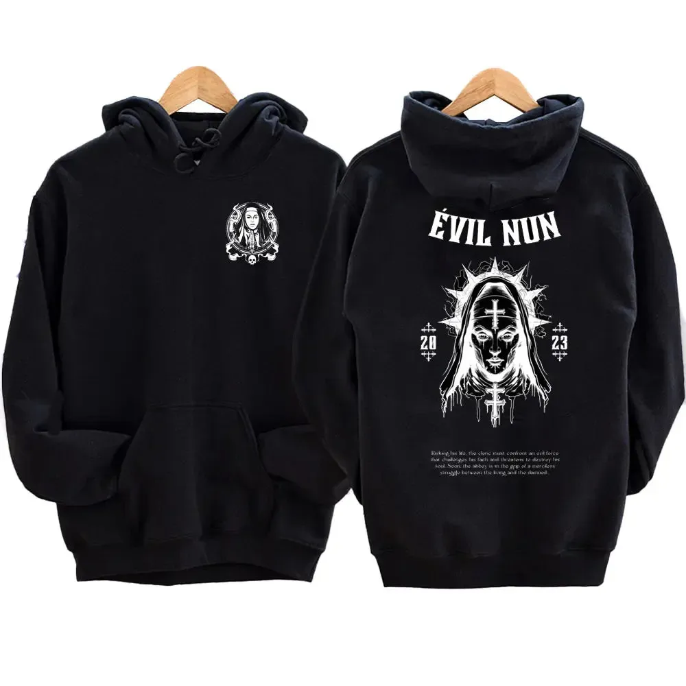 The Bad Nun Hoodie – Satanic Hip-Hop Fleece Sweater for Harajuku Streetwear Fans