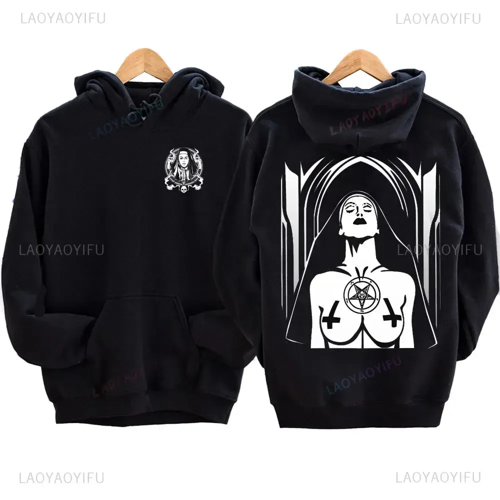 The Bad Nun Hoodie – Satanic Hip-Hop Fleece Sweater for Harajuku Streetwear Fans