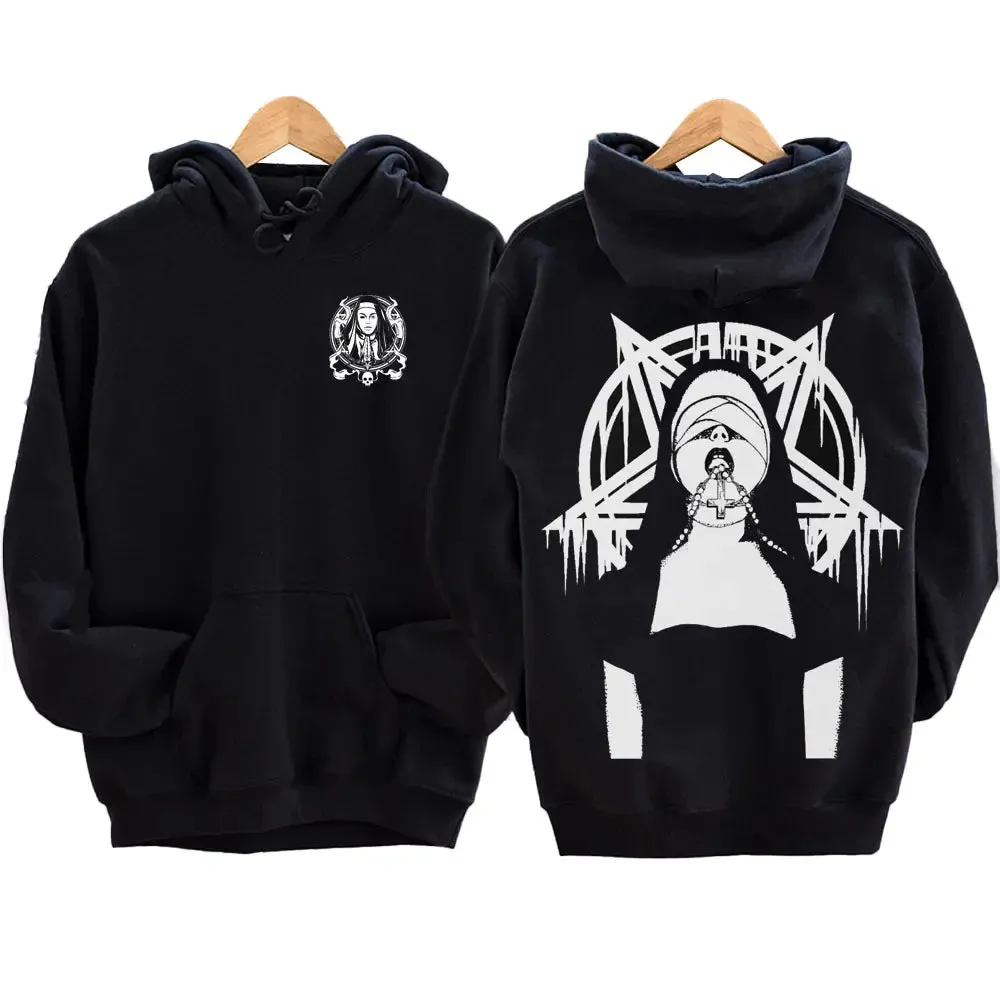 The Bad Nun Hoodie – Satanic Hip-Hop Fleece Sweater for Harajuku Streetwear Fans