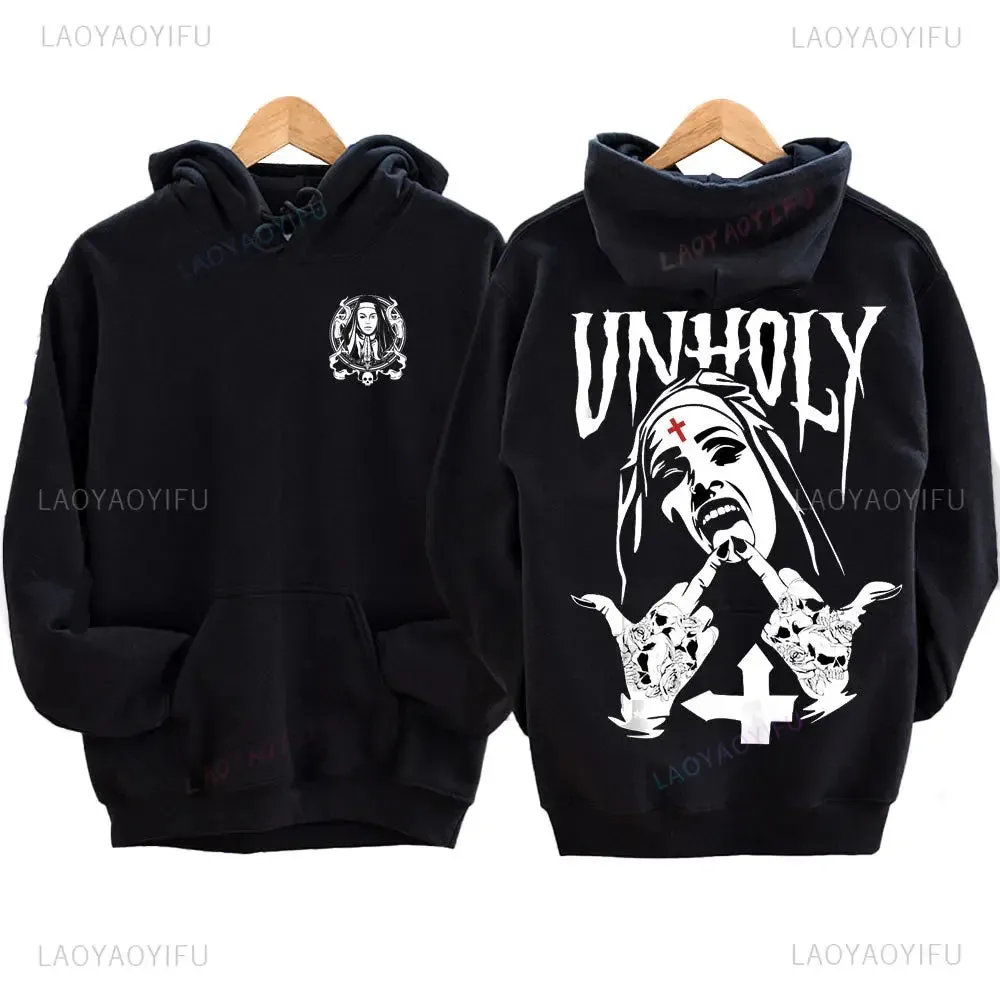 The Bad Nun Hoodie – Satanic Hip-Hop Fleece Sweater for Harajuku Streetwear Fans