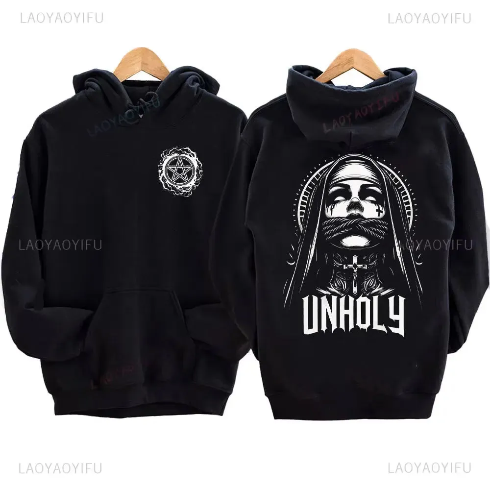 The Bad Nun Hoodie – Satanic Hip-Hop Fleece Sweater for Harajuku Streetwear Fans