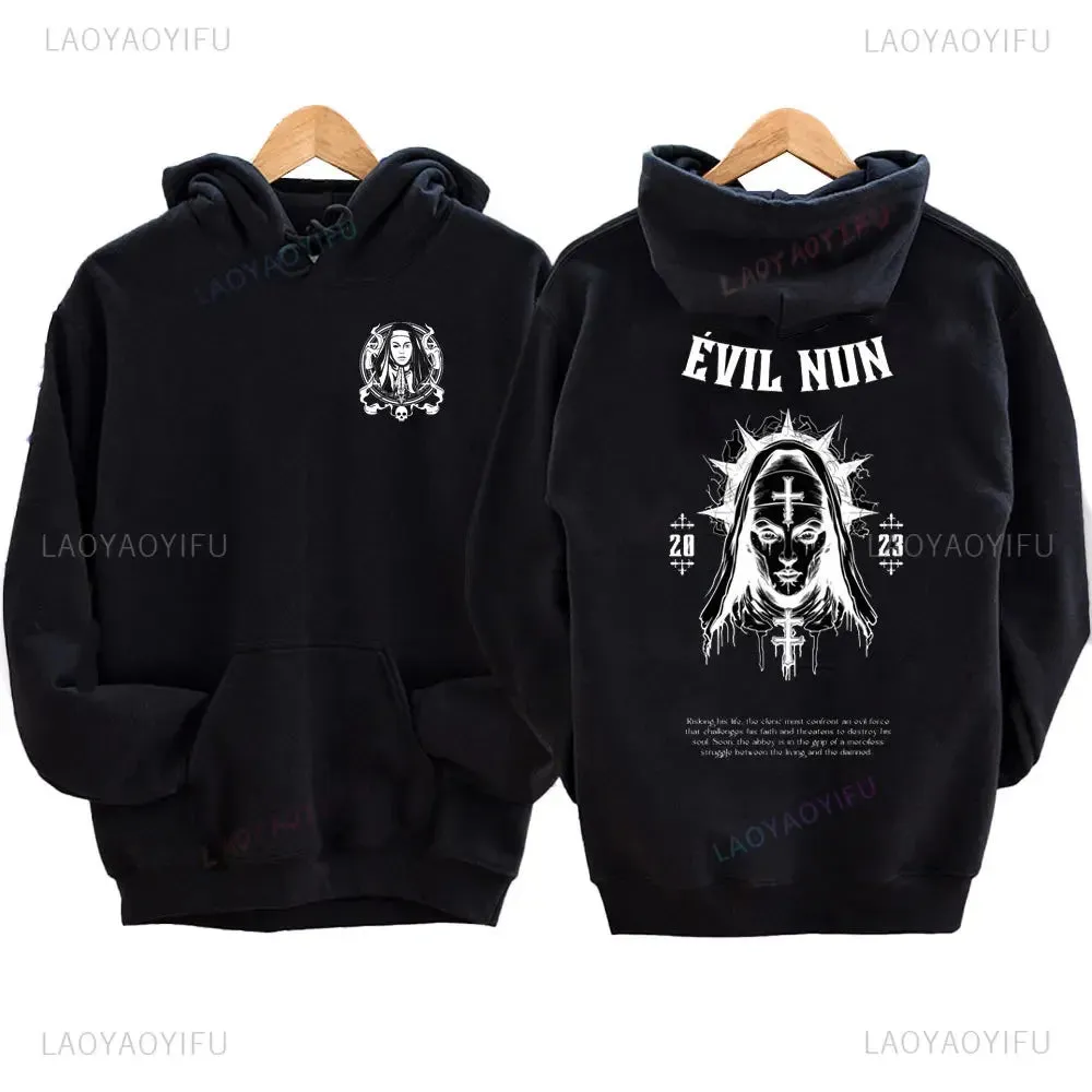 The Bad Nun Hoodie – Satanic Hip-Hop Fleece Sweater for Harajuku Streetwear Fans