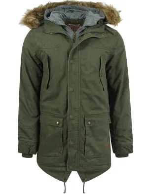 Tokyo Laundry green parka jacket with detachable fur trim