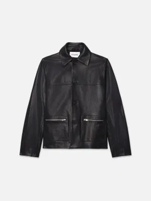 Utility Leather Jacket -- Black