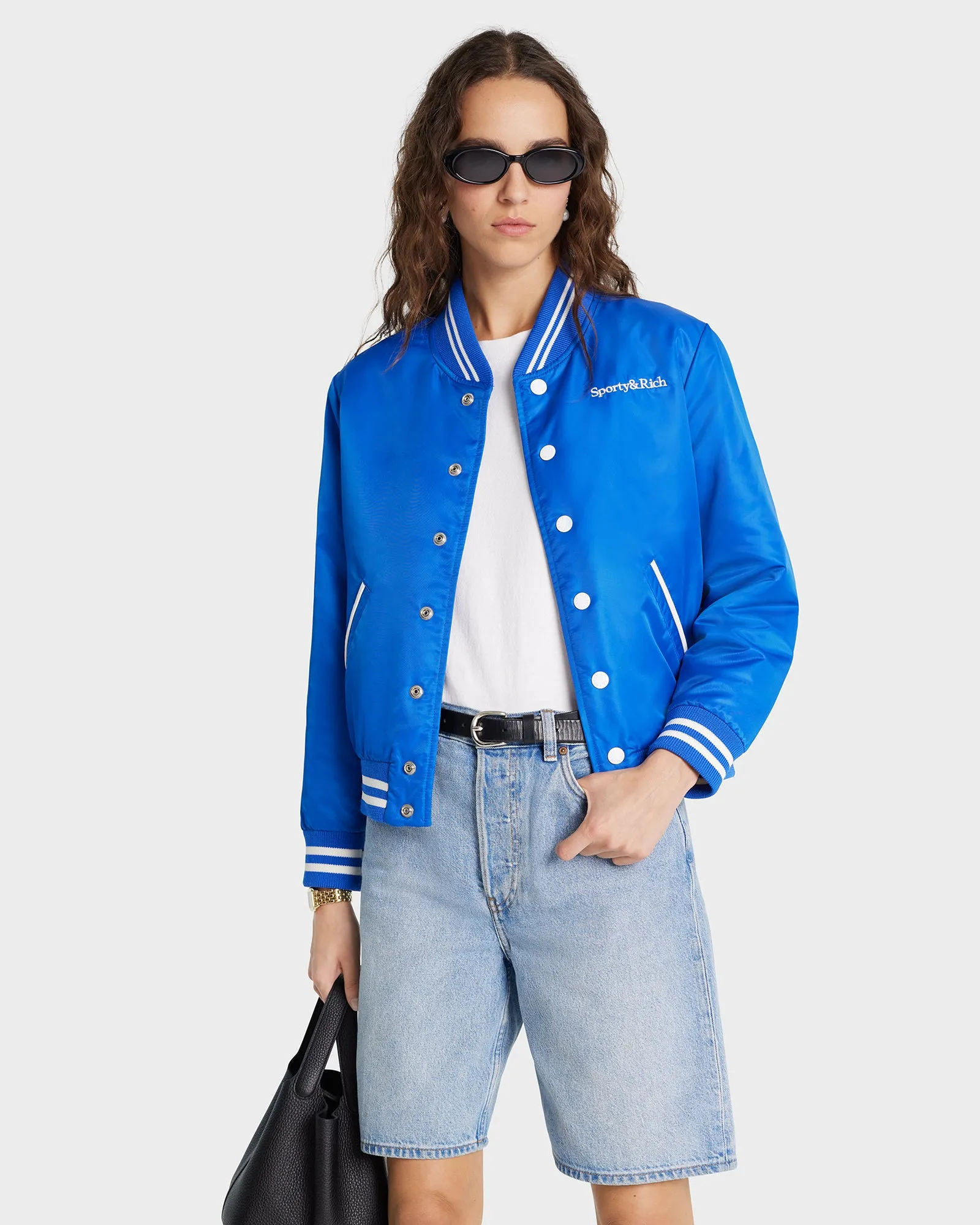 Wellness Club Varsity Jacket - Imperial Blue/White