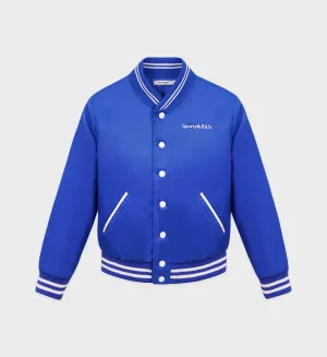 Wellness Club Varsity Jacket - Imperial Blue/White