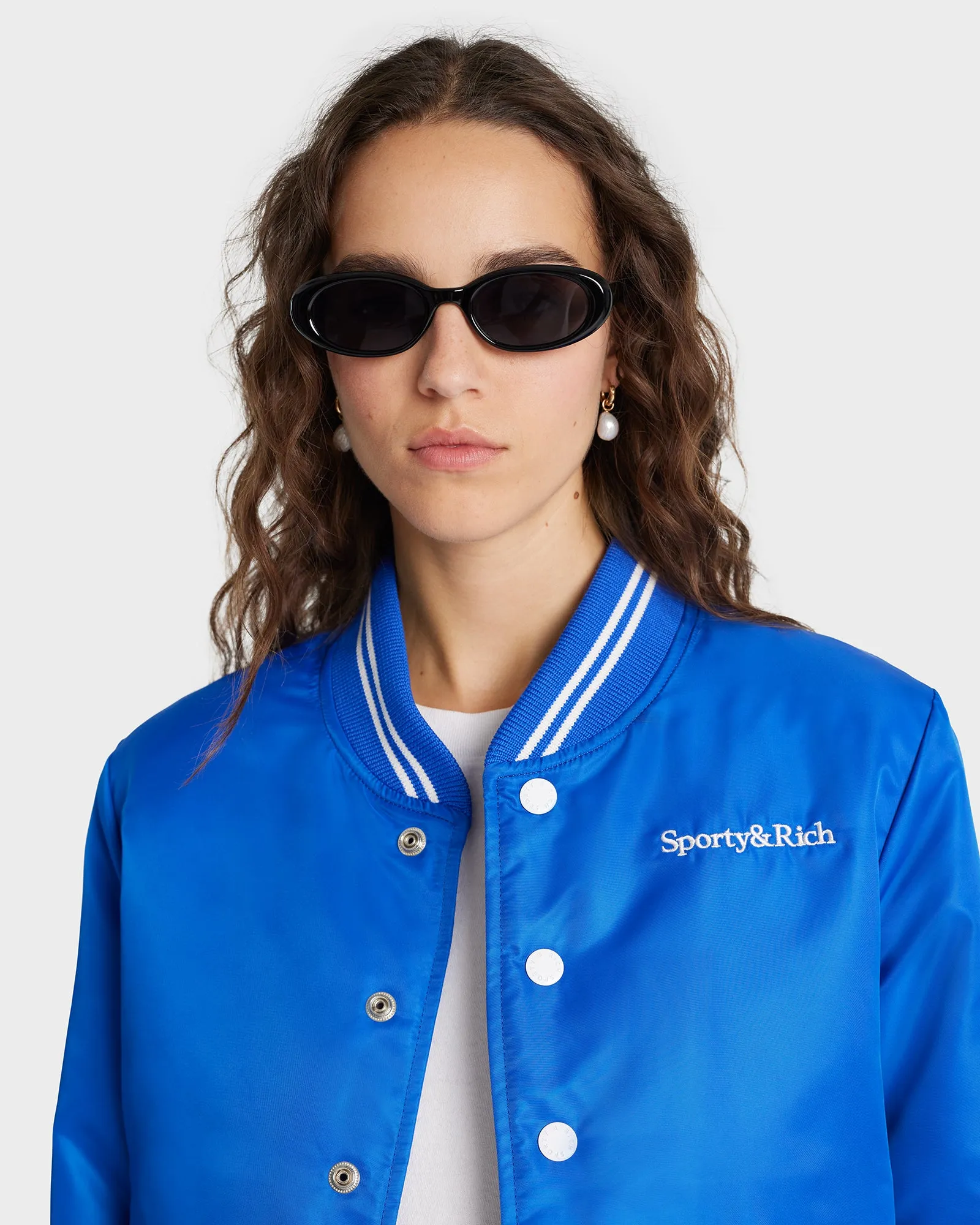 Wellness Club Varsity Jacket - Imperial Blue/White