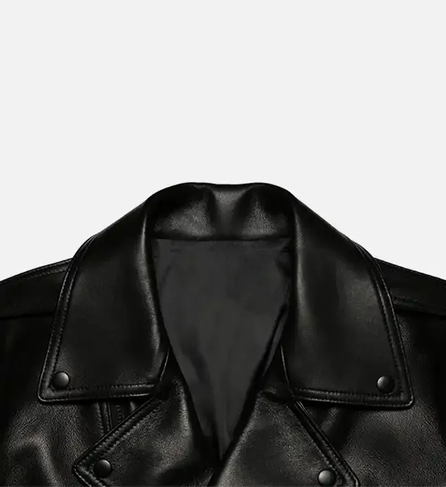 Women’s All Black Zipper Biker Leather Jacket