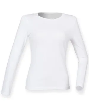 Womens feel good long sleeved stretch t-shirt | White